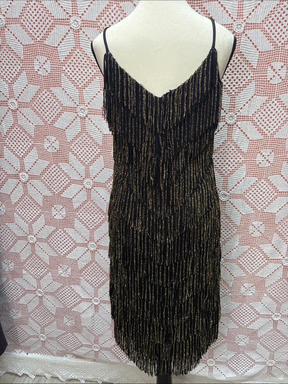 Vintage Collections by JS Black & Gold Fringe Dress - Picture 8 of 12